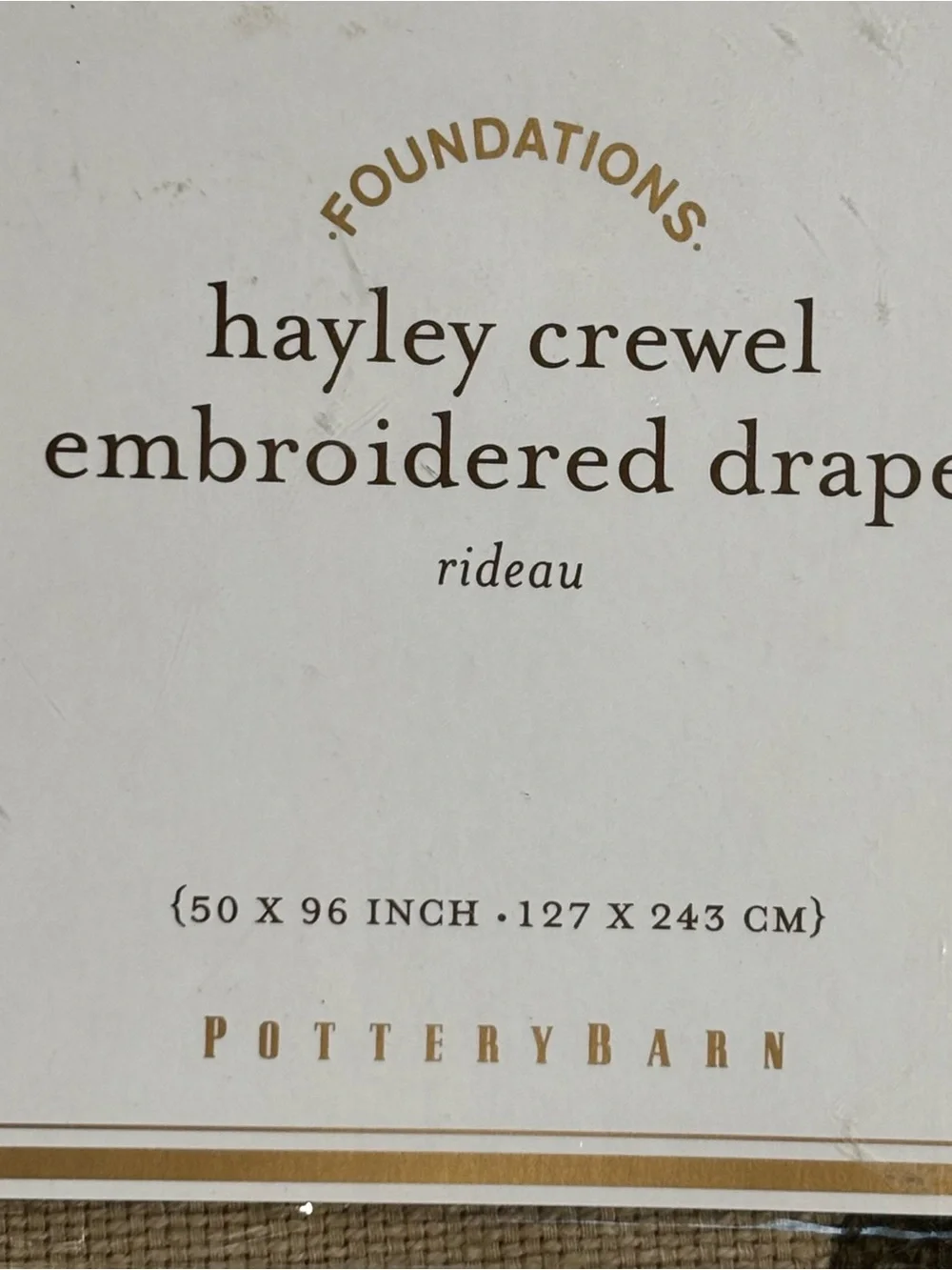 Pottery Barn Hayley Crewel Embroidered Drape - Cream/Tan New in Bag
